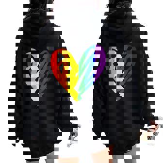 Coeur Egalité Drapeau Lgbt Gaypride Homo Homme Cadeau Sweat à capuche oversize pour femme avec imprimé dans le dos - Cadeauxyz