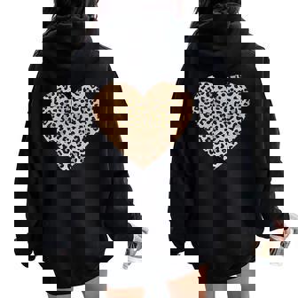 Cœur Léopardur La Poitrine Motif Léopard Jolie Fille En Forme De Cœur Sweat à capuche oversize pour femme avec imprimé dans le dos - Cadeauxyz