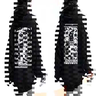 The Coffee Lover Cat ビンテージ ゴシック タロットカード レディース オーバーサイズ パーカー バックプリント - Kawaiitshirt