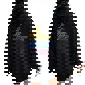 Colombia Mapa Bandera De Colombia Colombia En Idiomas Del Mundo Women Oversized Hoodie Back Print - Regaloses