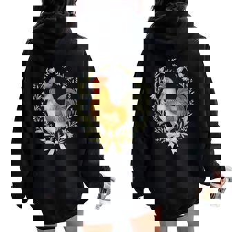 Coqintage Floral Animal De La Ferme Cadeau De Grange Sweat à capuche oversize pour femme avec imprimé dans le dos - Cadeauxyz