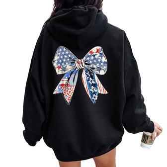 Coquette American Girl Coquette Bow 4Th Of July Women Oversized Hoodie Back Print - Thegiftio UK