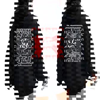 Coquette Cheer Sister Bow Sport Cheerleader Cheerleading Red Women Oversized Hoodie Back Print - Thegiftio