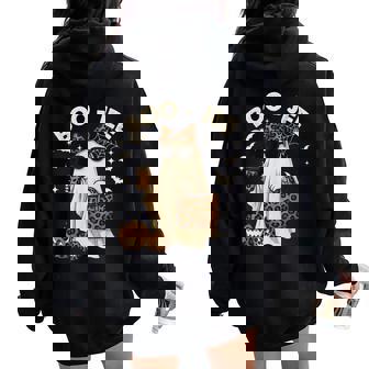 Coquette Leopard Ghost Coffee Boo Jee Halloween Boujee Ghost Women Oversized Hoodie Back Print | Mazezy