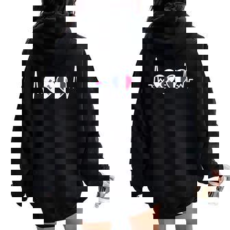 Corée Duud France Drapeau Battement Coeur Français Corée Sweat à capuche oversize pour femme avec imprimé dans le dos - Cadeauxyz