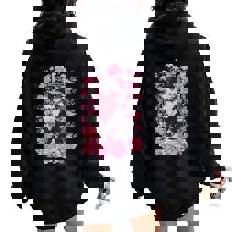 Cottagecore エステ キュート カワイイ 猫 花 花柄 ピンク レディース オーバーサイズ パーカー バックプリント - Kawaiitshirt