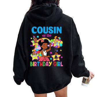 Cousin Of Birthday Girl Gracie Birthday Dolls Girl Party Women Oversized Hoodie Back Print - Thegiftio UK