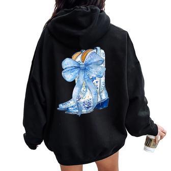 Cowgirl Boots Blue Cowgirl For Girls Women Oversized Hoodie Back Print - Thegiftio UK