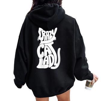 Crazy Cat Lady Cute Cat Kittenilhouette Cat Lady Cuello Women Oversized Hoodie Back Print - Regaloses