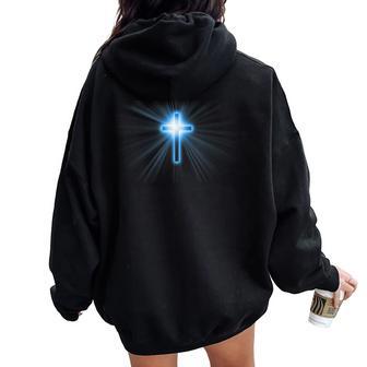 Cruz Azul De Jesús Cristo Regalo Cristiano Hombre Women Oversized Hoodie Back Print - Regaloses