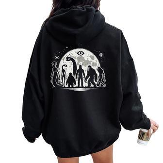 Cryptids Bigfoot Loch Ness Alien Sasquatch Mothman Women Women Oversized Hoodie Back Print - Thegiftio UK
