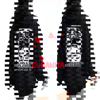 Cubanita Cuban Cuba Flag Girl Hispanic Heritage Month Women Women Oversized Hoodie Back Print | Mazezy