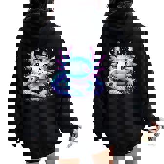 Cute Axolotl Galaxy Rainbow Colorful Axolotl Women Oversized Hoodie Back Print - Thegiftio