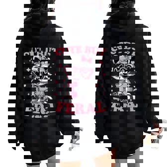 Cute But Feral Pink Racoon With Glasses Toddler Girls Women Oversized Hoodie Back Print - Thegiftio UK