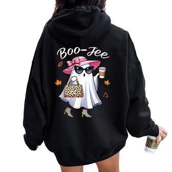 Cute Boo-Jee Ghost Halloween Boujee Girls Women Oversized Hoodie Back Print - Thegiftio UK