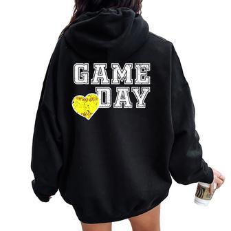 Cute Softball Mom Game Day Women Oversized Hoodie Back Print - Thegiftio UK
