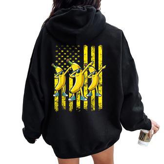 Dabbing Banana Retro American Flag Banana Lover Women Women Oversized Hoodie Back Print - Thegiftio UK