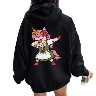 Dabbing German Unicorn Drindl Oktoberfest Bavarian Girl N Women Oversized Hoodie Back Print - Thegiftio UK