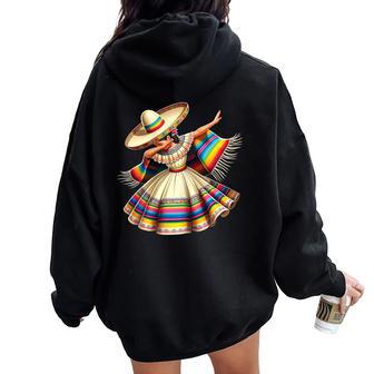 Dabbing Poncho Pour Fille Mexicaine Cinco De Mayoombrero Dab Sweat à capuche oversize pour femme avec imprimé dans le dos - Cadeauxyz