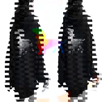 Dachshund Gay Pride Lgbt Lgbtq Rainbow Flag Dog Lovers レディース オーバーサイズ パーカー バックプリント - Kawaiitshirt