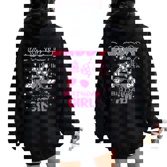 Dad And Mom Daddy Of The Birthday Girl Cute Pink Bow Family Women Oversized Hoodie Back Print - Thegiftio