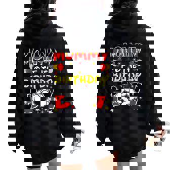 Dad And Mom Mommy Of The Birthday Boy Family Party Decor Mom Women Oversized Hoodie Back Print - Thegiftio