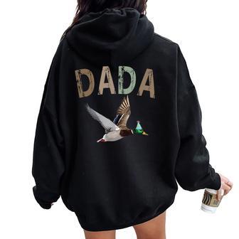 Dada Duck Hunting One Lucky Duck 1St Birthday Family Party Women Oversized Hoodie Back Print - Thegiftio