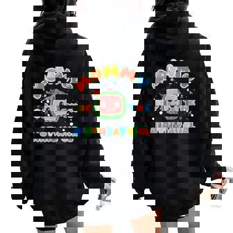 Daddy Mommy Of The Birthday Girl Melon Family Matching Women Oversized Hoodie Back Print - Thegiftio