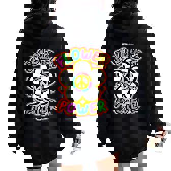 Danse Rave Sign Pace De Flower Power Sweat à capuche oversize pour femme avec imprimé dans le dos - Cadeauxyz