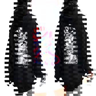 De Unicornio Del 4 De Julio Para Niñas Y Es Bandera De Estados Unidos Women Oversized Hoodie Back Print - Regaloses
