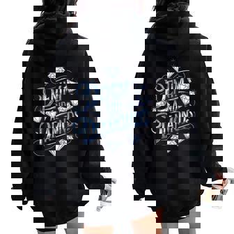 Denim And Diamonds Country Western Bachelorette Party Girls Women Oversized Hoodie Back Print - Thegiftio