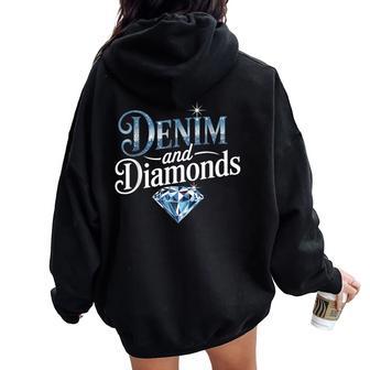 Denim And Diamonds Stylish Denim Jeans For Women Women Oversized Hoodie Back Print - Thegiftio UK