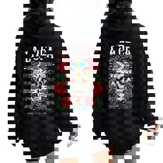 Dia De La Madre Dia De Los Muertos Rock Calaverea Women Oversized Hoodie Back Print - Regaloses