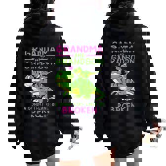 Dinosaur Grandma And Grandson A Bond That Can't Be Broken Women Oversized Hoodie Back Print | Mazezy