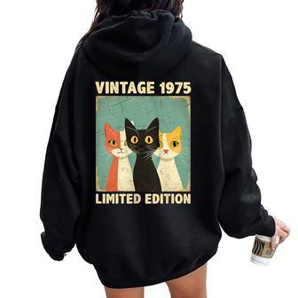 Divertido Regalointage De 50 Años Para Amantes De Los Gatos De 1975 In Mangas Women Oversized Hoodie Back Print - Regaloses
