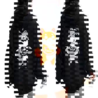 Divertido Tatuaje De Perrohiba Inu Con El Texto I Love Grandma Women Oversized Hoodie Back Print - Regaloses