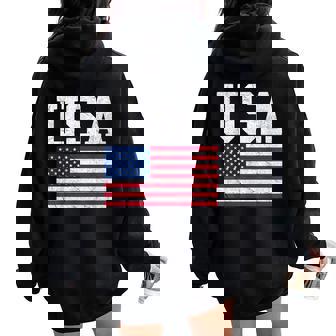 Drapeau Américain Usa Patriotique S Hommes Garçons Filles 4 Juillet Us Sweat à capuche oversize pour femme avec imprimé dans le dos - Cadeauxyz