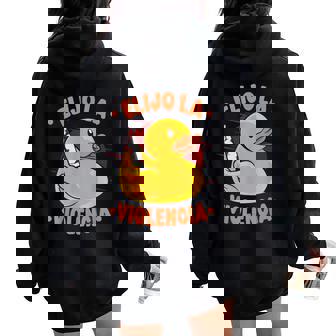 Duckie Amante Del Pato Elijo Laiolencia Pato De Goma Women Oversized Hoodie Back Print - Regaloses
