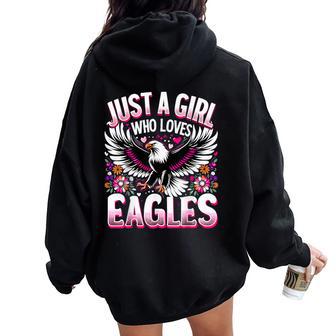 Eagle Cute Just A Girl Who Loves Eagle Women Oversized Hoodie Back Print - Thegiftio UK