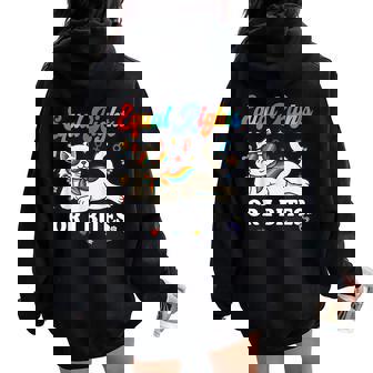Equal Rights Or I Bites Pride Month Ally Cat Feminist Women Oversized Hoodie Back Print - Thegiftio UK