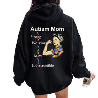 Es Autismo Mamá Inquebrantable Día Mundial De La Conciencia Del Autismo Women Oversized Hoodie Back Print - Regaloses