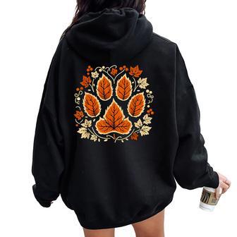 Fall Autumn Leaf Dog Paw Print Pets Puppy Owner Dogs Lover Women Oversized Hoodie Back Print | Seseable UK