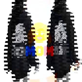 Family Mom Master Builder Building Bricks Blocks Women Oversized Hoodie Back Print - Thegiftio