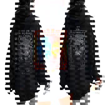Fantasía León Gráfico Mandala Obra De Arte Arte Women Oversized Hoodie Back Print - Regaloses