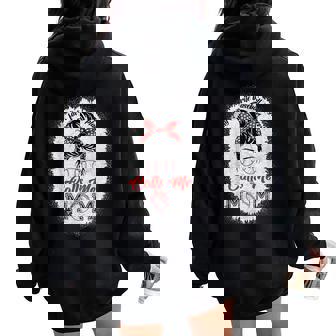 My Favorite Baseball Player Calls Me Mom Baseball Mama Women Oversized Hoodie Back Print | Mazezy