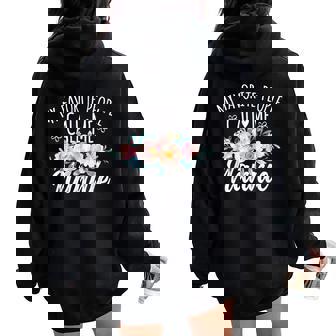 My Favorite People Call Me Nannie Floral Birthday Nannie Small Black Women Oversized Hoodie Back Print - Thegiftio