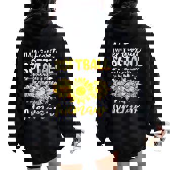 My Favorite Softball Player Calls Me Memaw Mother's Day Women Oversized Hoodie Back Print - Thegiftio UK