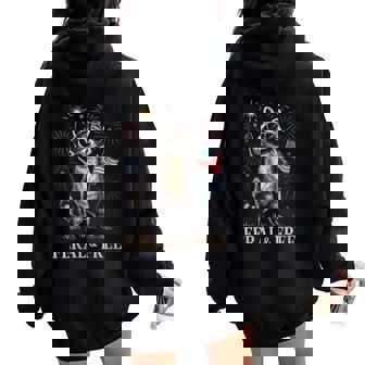 Feral But Free Fireworks Feral Summer Raccoon 4Th Of July Women Oversized Hoodie Back Print - Thegiftio