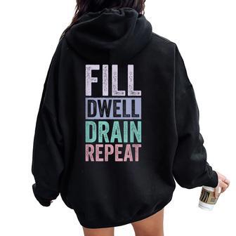 Fill Dwell Drain Repeat Dialysis Technician Nurse Women Oversized Hoodie Back Print - Thegiftio UK