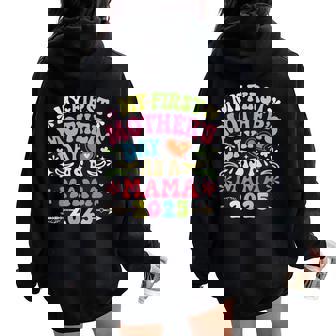 My First Father's Day As A Mama 2025 Expecting New Baby Women Oversized Hoodie Back Print - Thegiftio UK